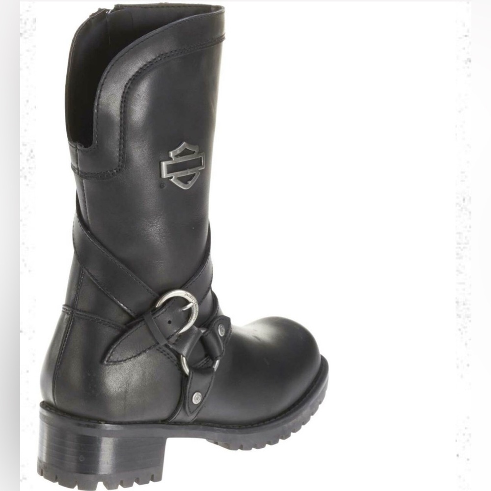 🔵 “NWOT” HARLEY-DAVIDSON Black Leather Motorcycle Boots - Picture 2 of 13